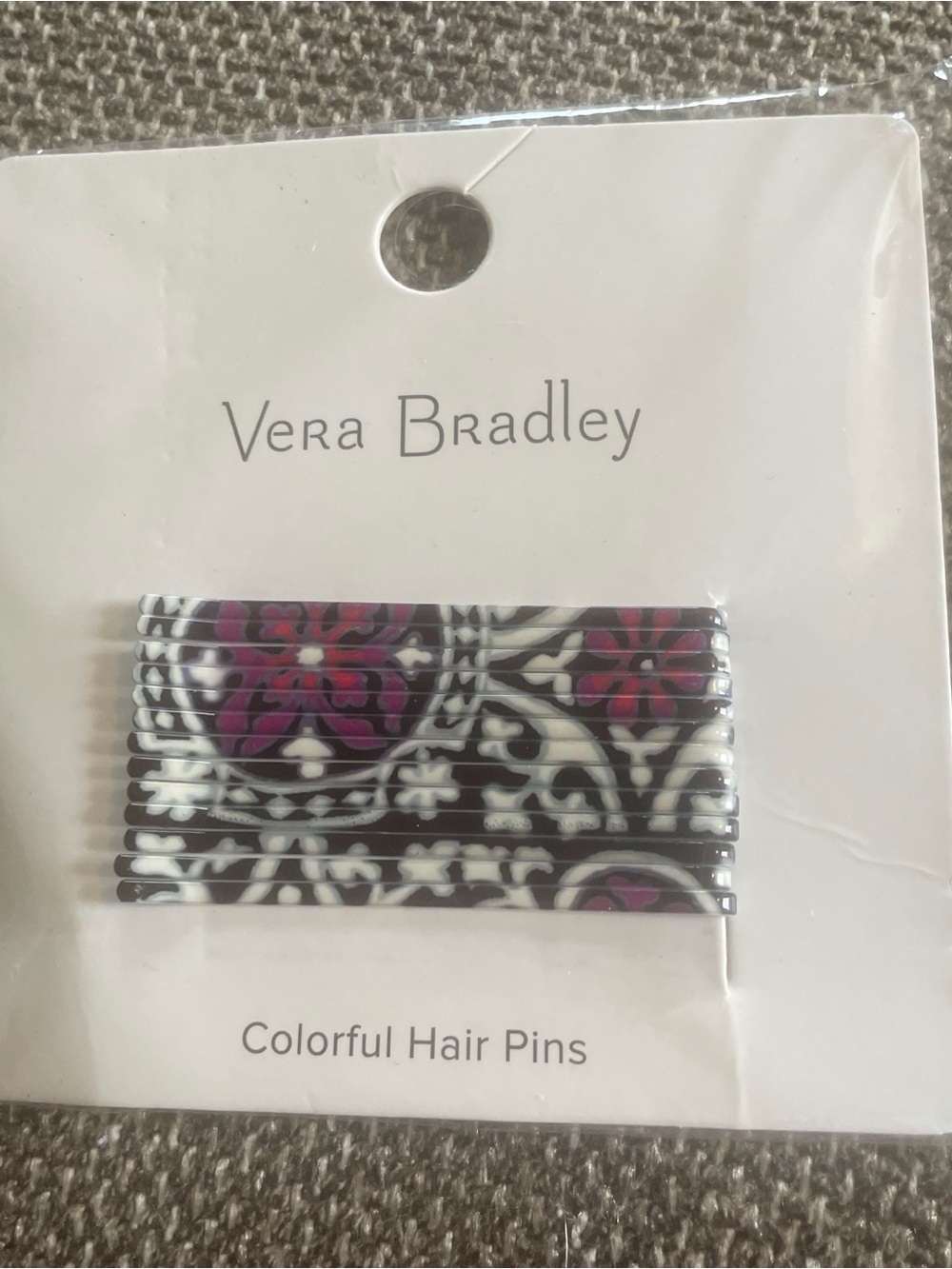 Vera Bradley Black and Purple Floral Hair Pins (Set)